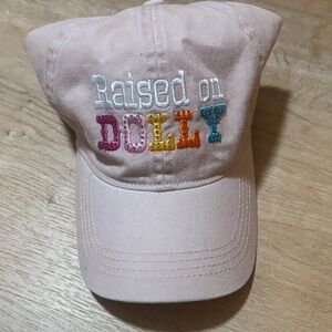 Raised On Dolly Parton Pink Ball Cap Hat